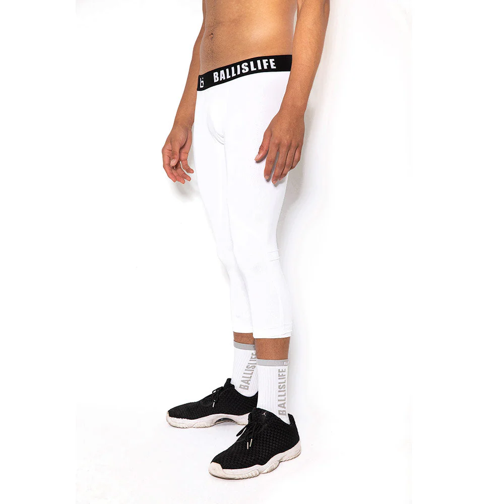 UB2 3/4 Compression Tights in White - Image 3