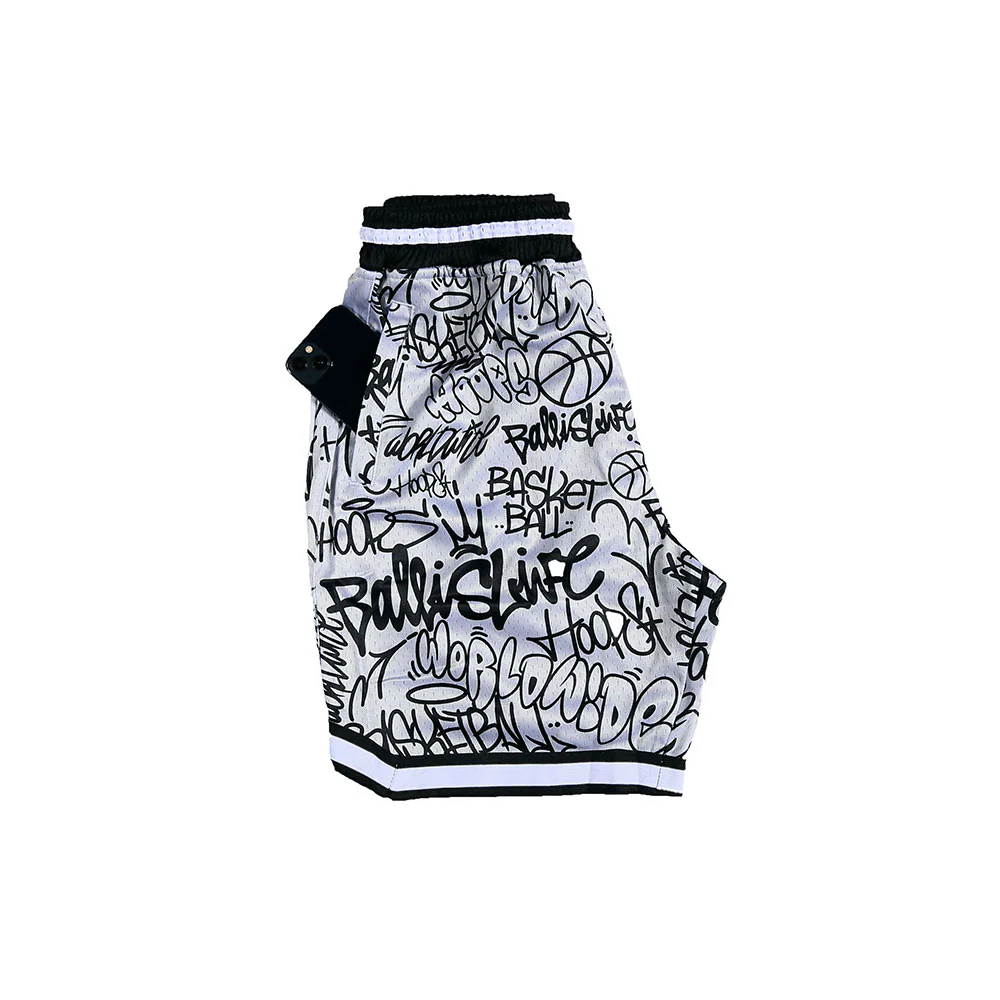 Throwie Basketball Shorts in Silver/Black - Image 2